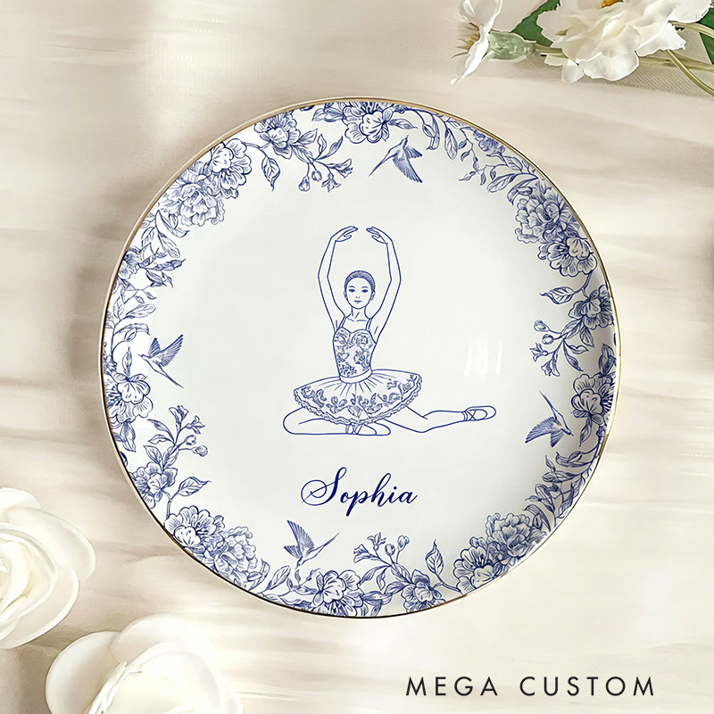 Personalized Ballet Dancer Jewelry Dish Dance Gift For Little Girls Dance Teacher Recital Gifts Ballet Dancer Trinket Tray Dance Team Ring Holder