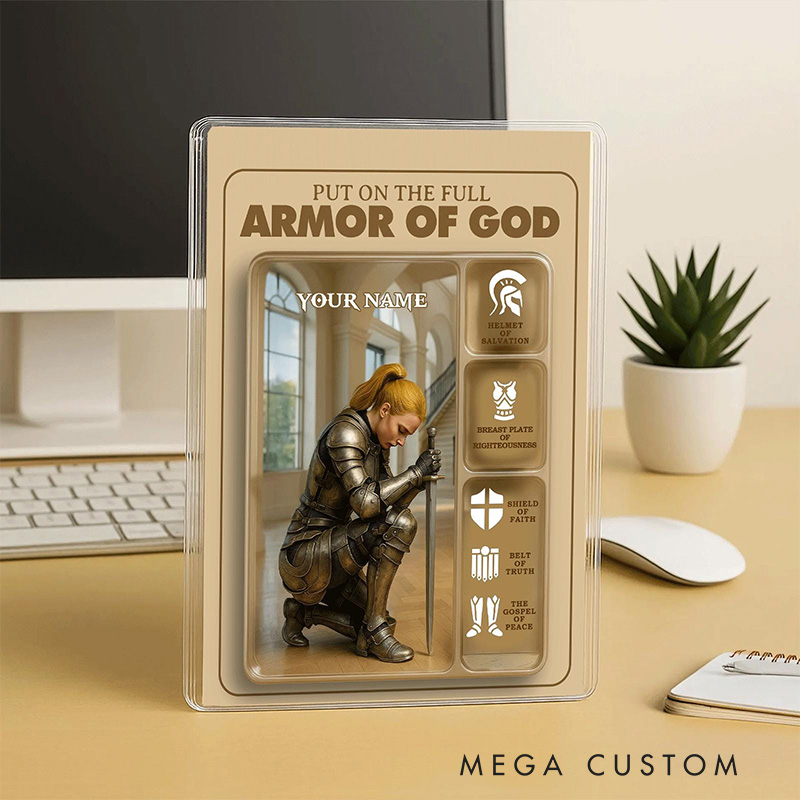 Personalized Put the Full Armor of God Acrylic Block with Custom Name Religious Christian Gift Faith Gift for Women and Girls