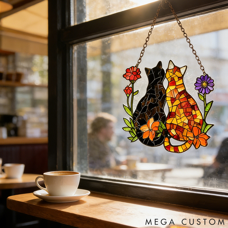 Personalized Cat Lover Funny Poppy Flower Decor Sun Catcher