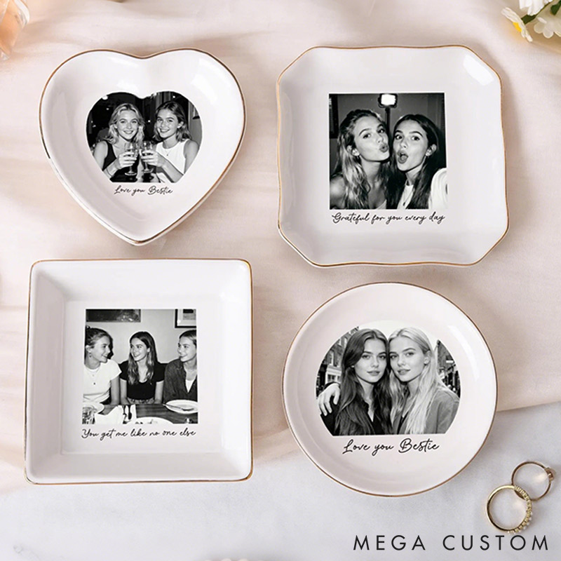 Personalized Bestie Photo Ceramic Trinket Jewelry Dish Custom Photo Galentine Gift for Bastie Valentine Gift for Friendship