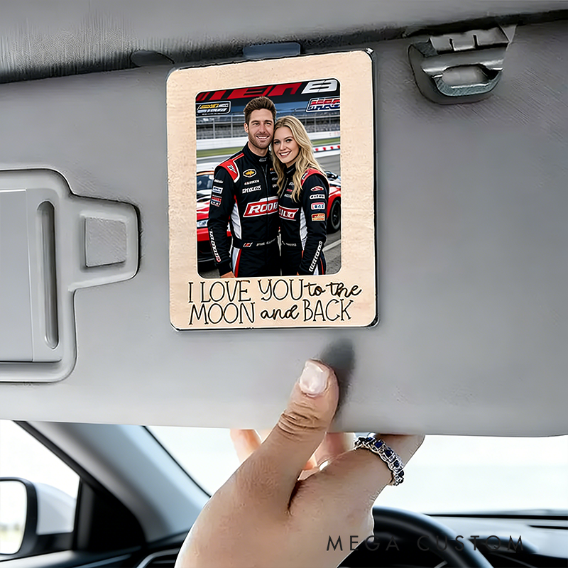 Personalized Family Gifts Custom Photo Car Visor Clip Frame I Love You to The Moon and Back Gift