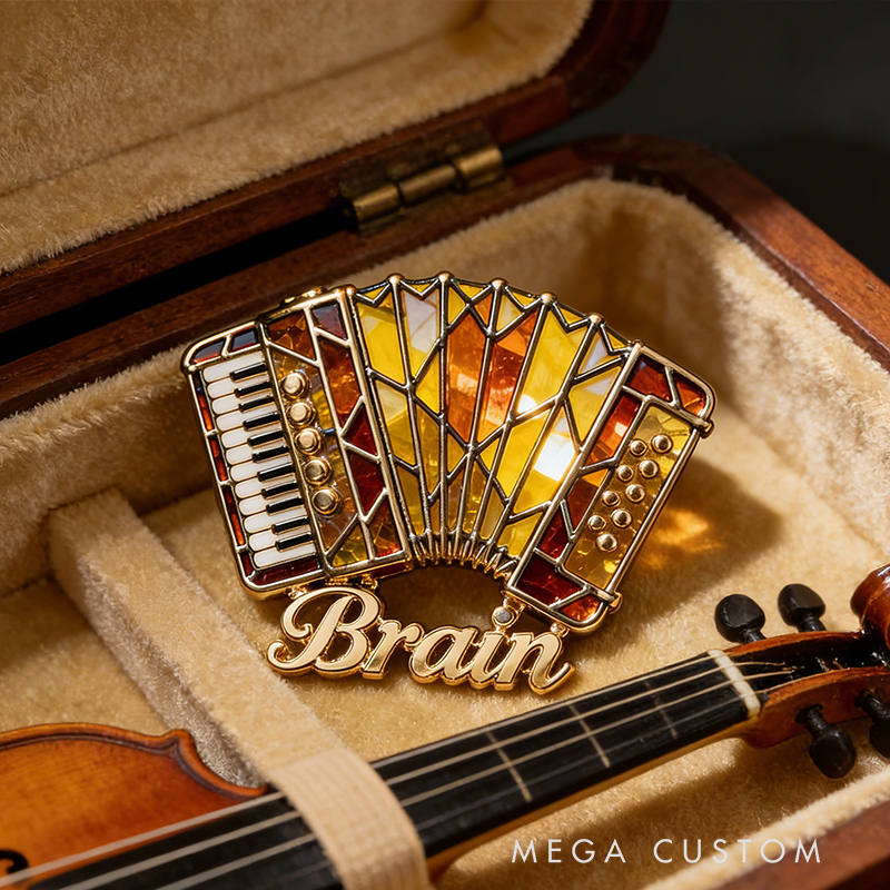 Personalized Accordion Enamel Brooch Designed with Your Beloved Instrument