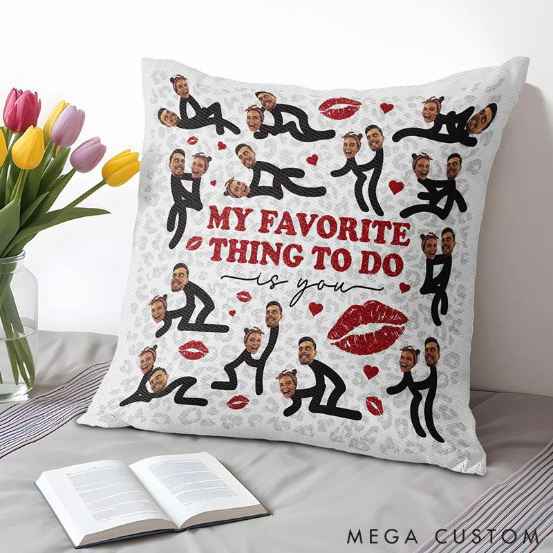 Personalized Sex Couple Custom Face Portrait Throw Pillow My Favorite Thing To Do Is You Home Pillow Valentine's Day gift for Couple Romantics Gift for Him Her