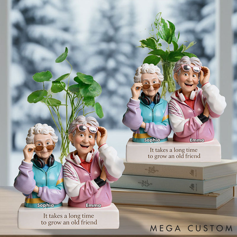 Personalized Photo It Takes a Long Time To Grow an Old Friend Acrylic Flower Vase Custom Shape Bestie Photo Portrait Vase Valentines Day Gift for Her