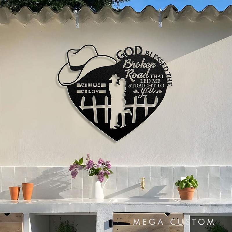 Personalized Metal Wall Art Sign with Custom Names Religious Wall Art Anniversary Gift Christian Gift for Couple Wedding Gift 