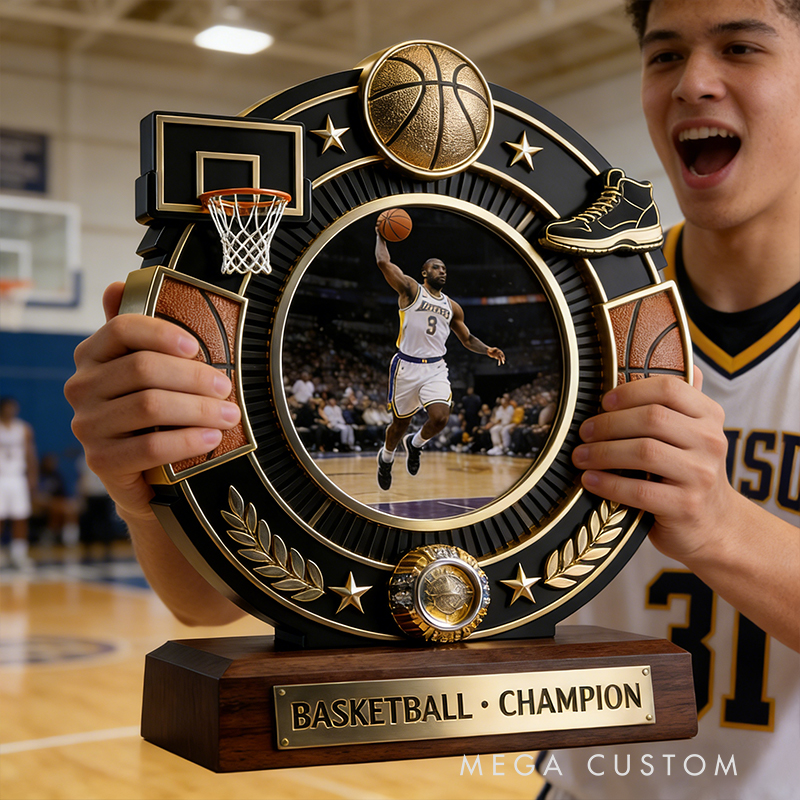 Personalized Basketball Sport Photo Album Custom Photo and Message Elegant Acrylic Decor Perfect Dynamic Holiday Gift