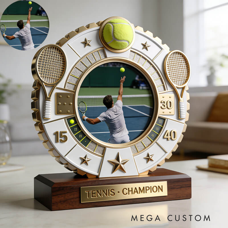 Personalized Tennis Sport Photo Album Custom Photo and Message Elegant Acrylic Decor Perfect Dynamic Holiday Gift