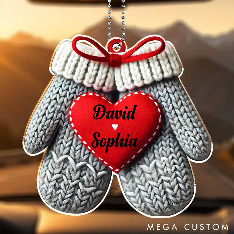 ersonalized Warming Hearts Couple Acrylic Car Ornament for Girlfriend Boyfriend Valentine's Day Gift for couple Gift for Wife Husband