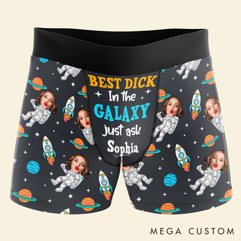Personalized Girlfriend Wife Face Best Dick in the Galaxy Just Ask Her Boxer Briefs Men Underwear with Woman Face Photo Valentines Day Gift for Him