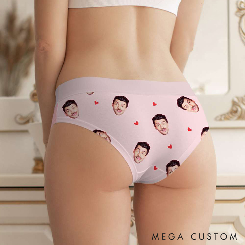 Personalized Boyfriend Husband Face Low-waisted Briefs Women Moister than an Oyster Underwear with Man Photo Valentines Day Gift for Girlfriend Wife