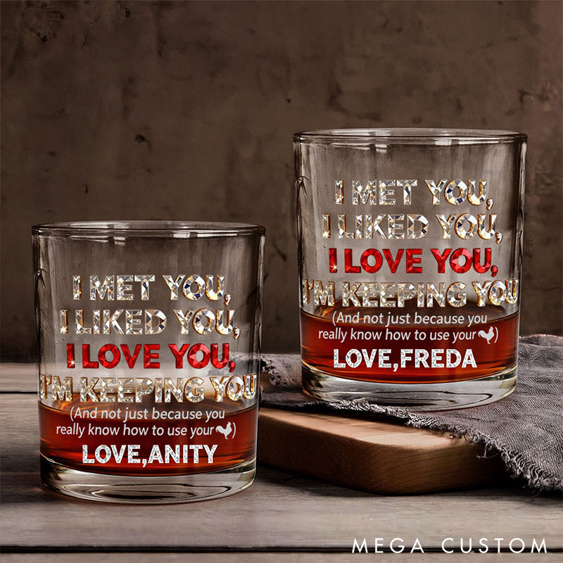Personalized Whiskey Glass for Men I'm Keeping You Valentine's Gift for Husband Couple Whiskey Glass