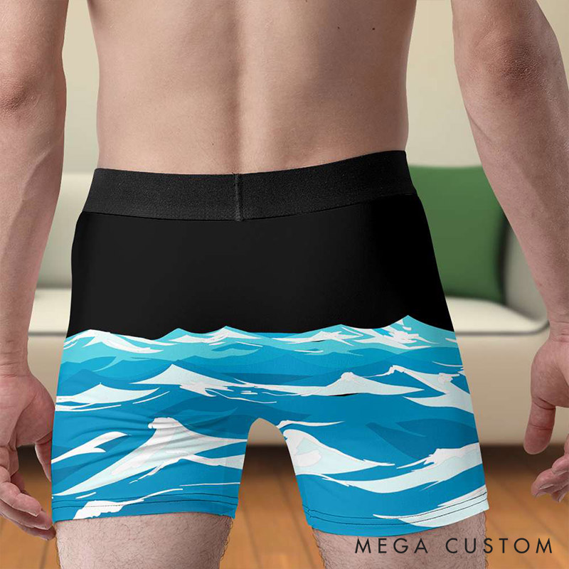 Personalized Girlfriend Wife Face Boxer Brief Men Only Her Can Ride My Shark Underwear with Woman Face Photo Valentines Day Gift for Boyfriend Husband