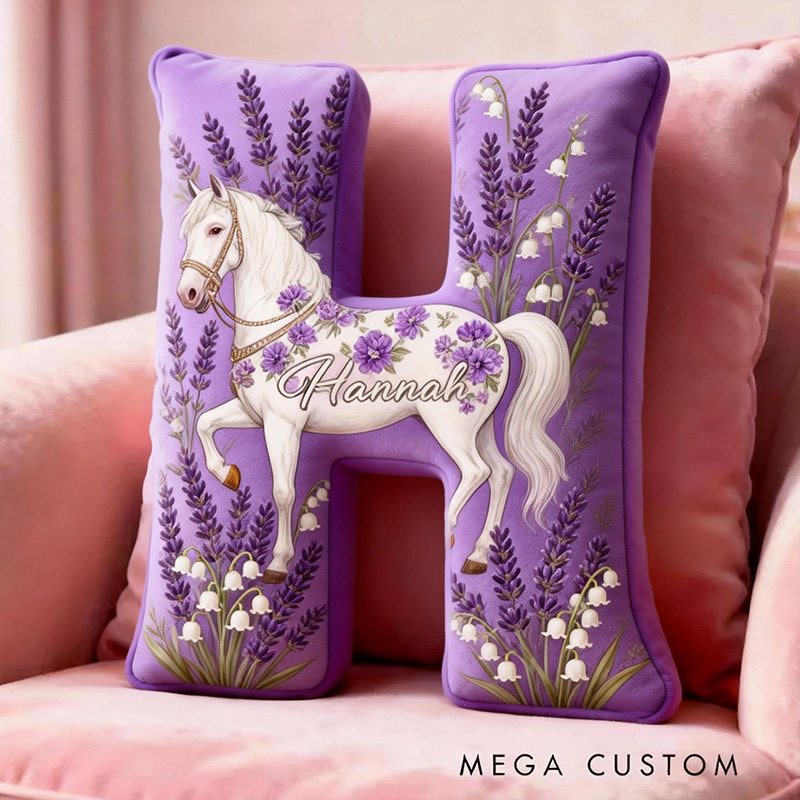 Personalized Pet Lover Purple Lavender Flower Horse Graphic 3D Print Pillow