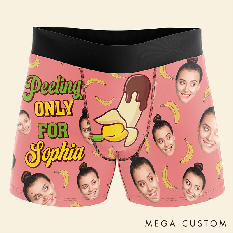 Personalized Girlfriend Wife Face Boxer Brief Men Peeling Only For Her Underwear with Woman Face Photo Valentines Day Gift for Boyfriend Husband