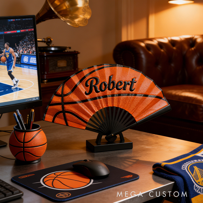Personalized Basketball Pattern Fan the Perfect Gift for Basketball Lovers