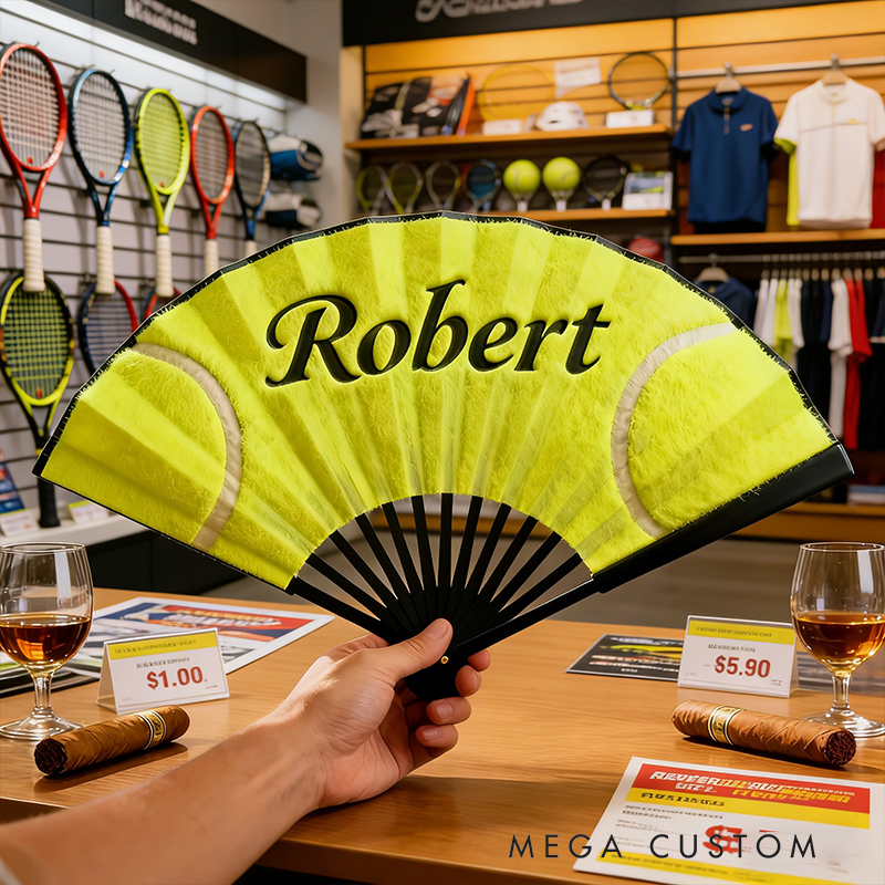 Personalized Tennis Pattern Fan the Perfect Gift for Tennis Lovers