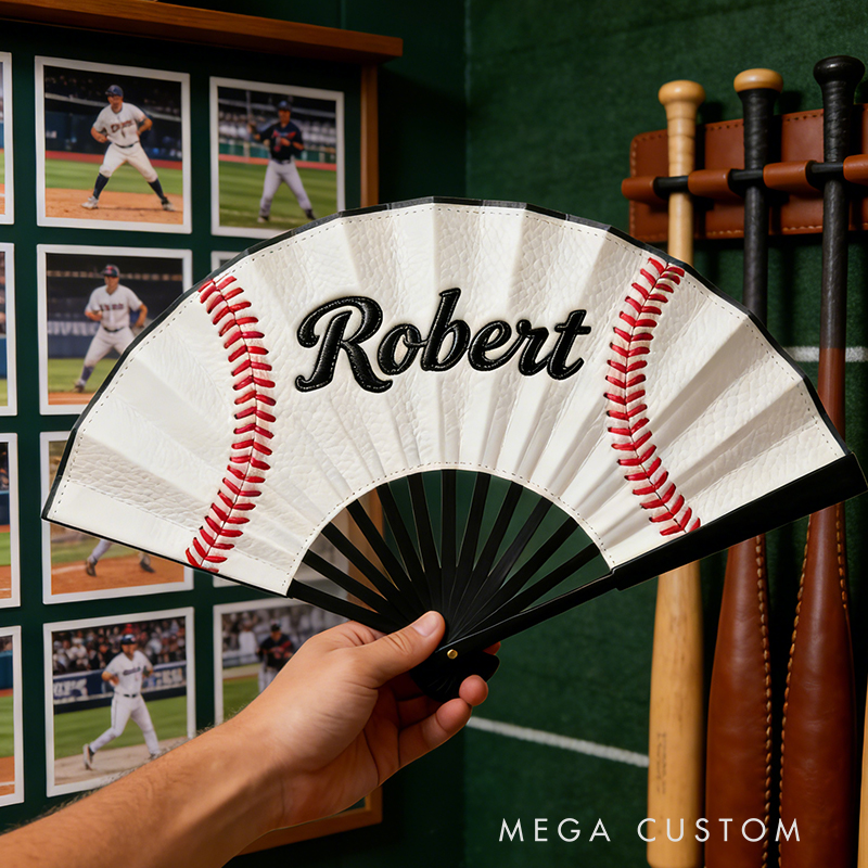 Personalized Baseball Pattern Fan the Perfect Gift for Baseball Lovers
