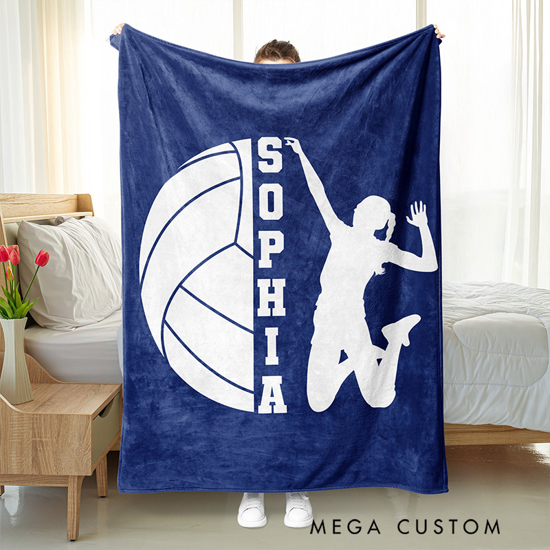 Personalized Volleyball Blanket with Custom Name and Graffiti Design for Volleyball Fans
