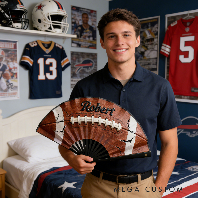 Personalized Football Pattern Fan the Perfect Gift for Football Fans