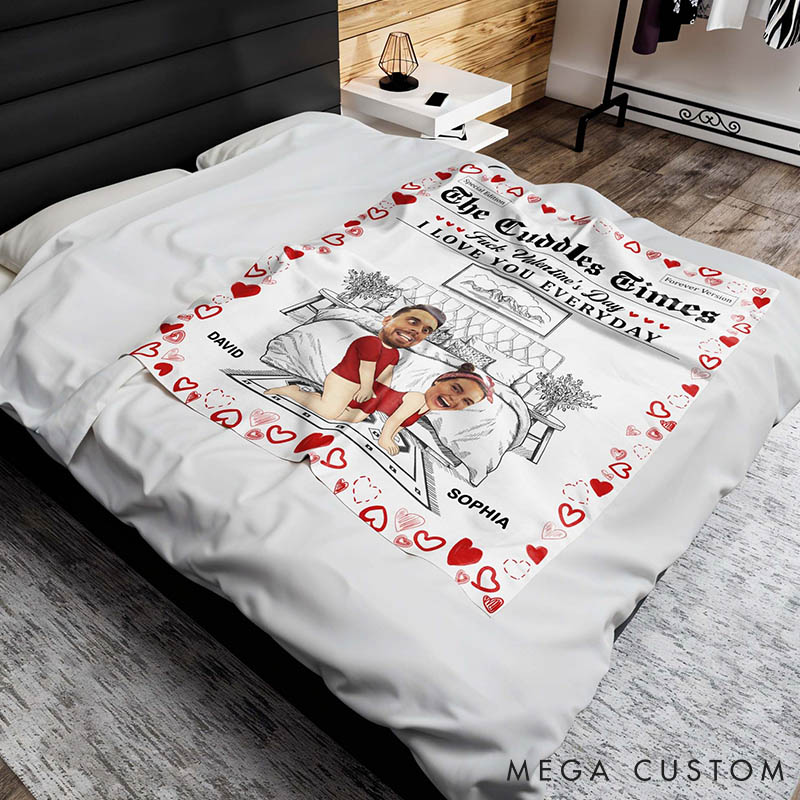 Personalized Couple Face Photo F*ck Valentine's Day I Love You Everyday Blanket Anniversary Valentine's Day Gift for Husband Wife Boyfriend Girlfriend