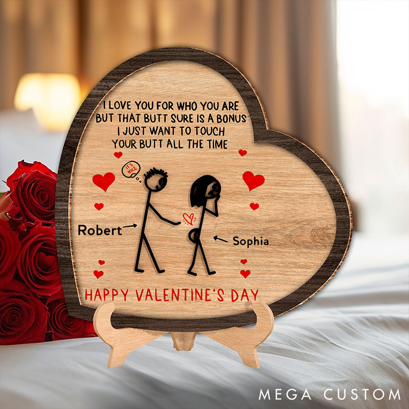 Personalized Couple Happy Valentine's Day Wood Sign Custom Wood Sign for Husband Wife Valentine Sign Anniversary Gift for Couple