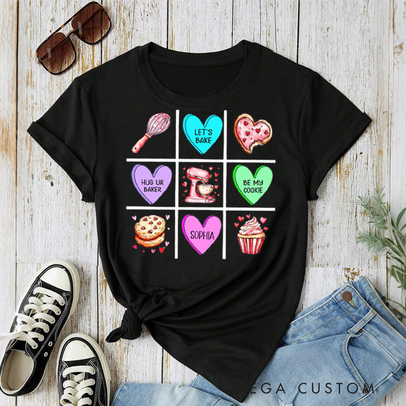 Personalized XOXO Baking Classic T-shirts Let's Bake Tshirt with Name Be My Cookie Tee Valentine's Day Gift for Women Baking Lover Her
