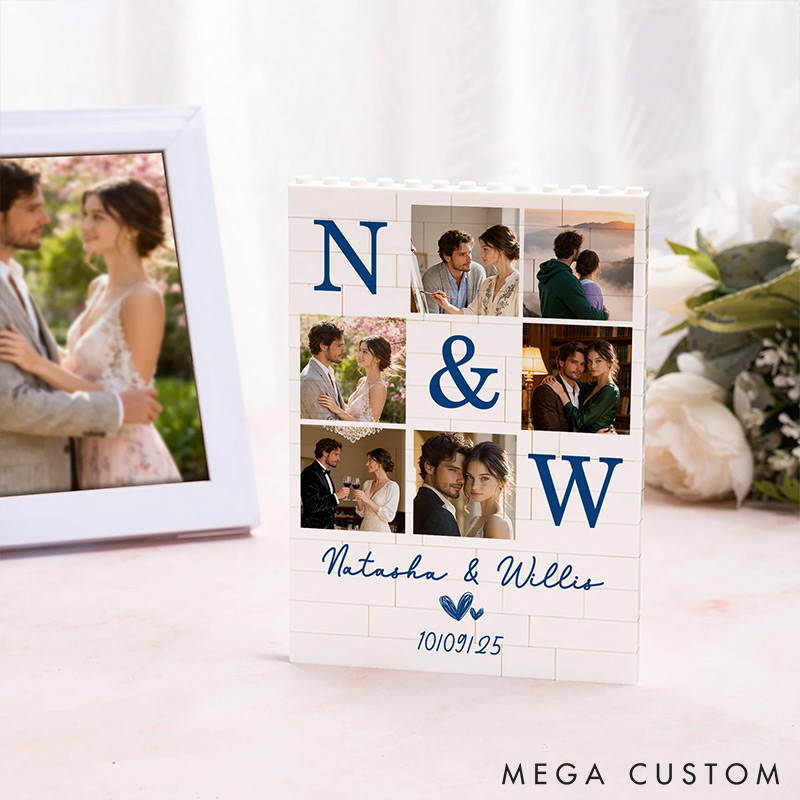 Personalized Couple Photo Building Blocks Custom Name Date Photo Blocks Valentine's Day Gift for Boyfriend Girlfriend Husband Wife Anniversary Gift