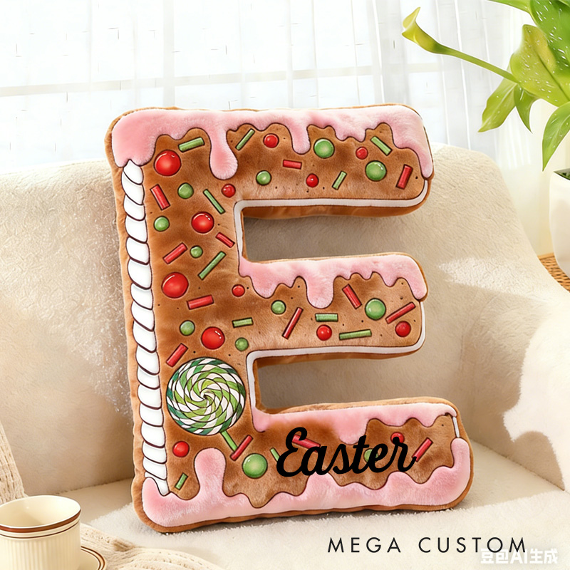 Personalized Cake Alphabet Throw Pillow Graphic 3D Print Letter Pillow Custom Kids Cookie Pillow with Name for Kids Birthday Gift