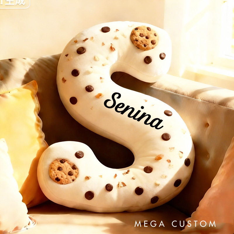Personalized Cookie Letter Pillow Graphic 3D Print Kids Throw Pillow with Custom Name for Kids Baker Baking Lover