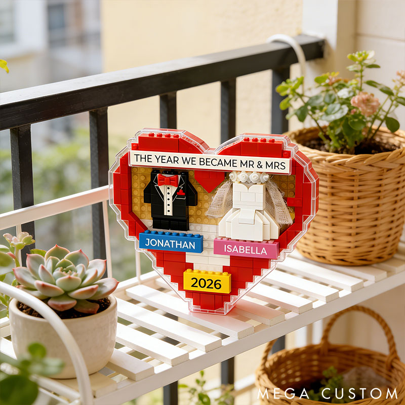 Personalized Wedding Keepsake Acrylic Plaque Custom The Year We Became Mr. and Mrs. Acrylic Plaque 3D Puzzle Effect Graphic Plaque