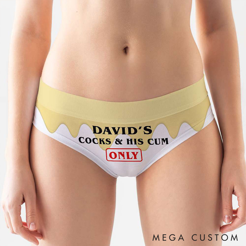 Personalized Women His Cocks and His Cum Only Low-waisted Brief Custom Girlfriend Wife Underwear with Man Name Anniversary Valentines Day Gift for Her
