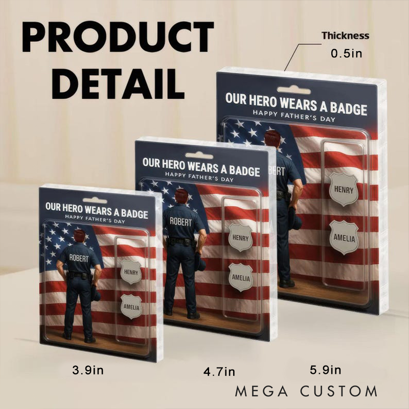 Personalized Police Gifts Custom Name Hero Badge Acrylic Plaque Gift for Dad Husband or Officer Desk Decor