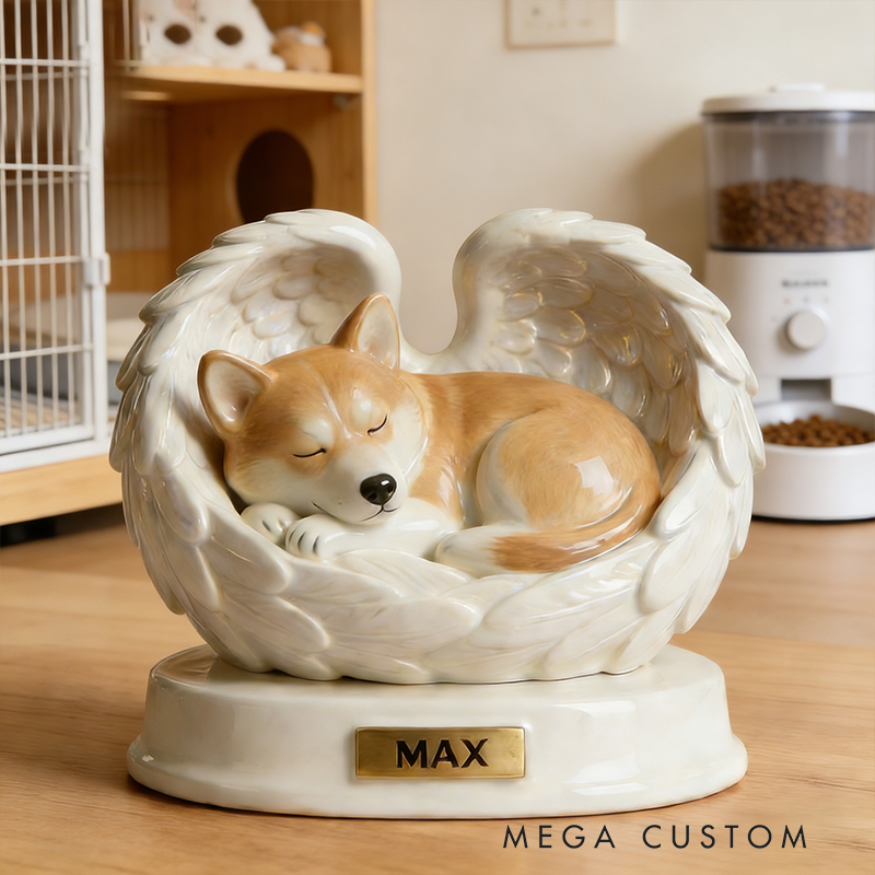 Personalized Angel Wings Desktop Pet Tribute a Beautiful Way to Honor Your Pet's Memory