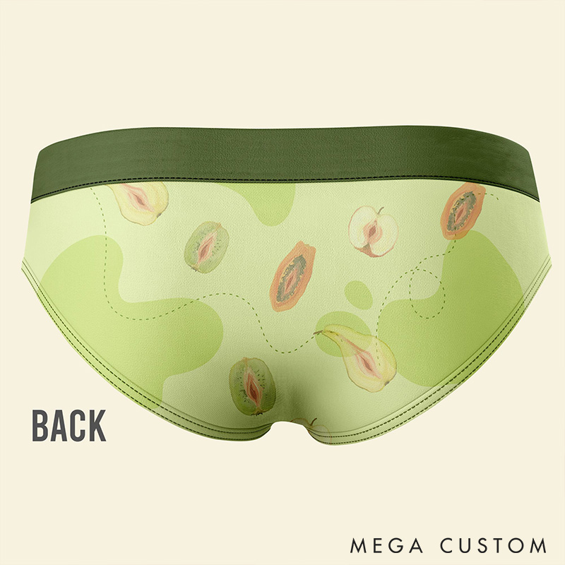 Personalized Women He Eat This It's Vegan Low-waisted Brief Girlfriend Wife Strawberry Pattern Underwear with Man Name Valentines Day Gift for Her