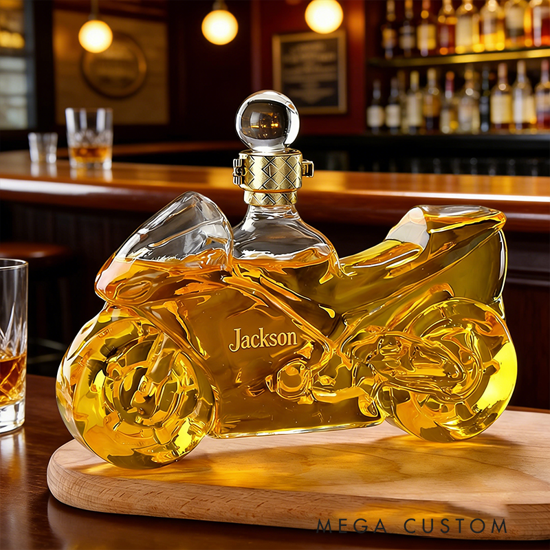 Personalized Whiskey Gifts Custom Name Motorcycle Shaped Whiskey Decanter Bottle for Men Biker Bar Decor Gift
