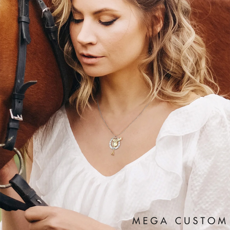 Personalized Pet Lover Horseshoe Saddle Protective Necklace  Dainty Jewelry Birthday Anniversary Gift for Horse Lovers Necklace