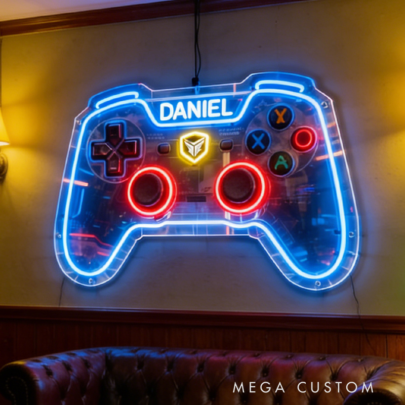 Personalized Gaming Controller with Neon Accents the Perfect Gift for Gamers