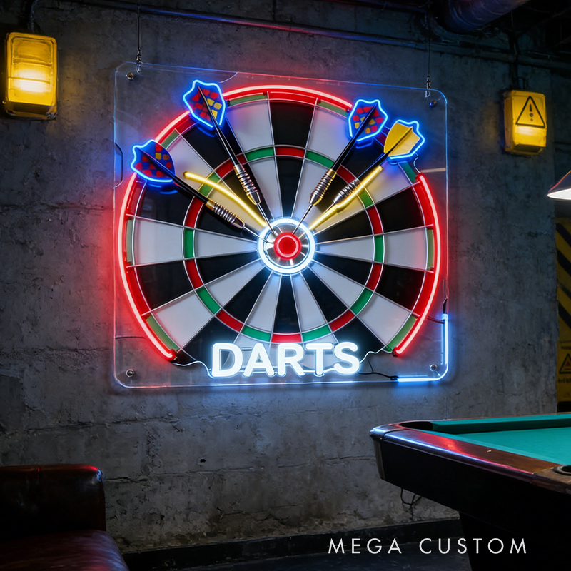 Personalized Darts Neon Sign the Perfect Gift for Darts Lovers