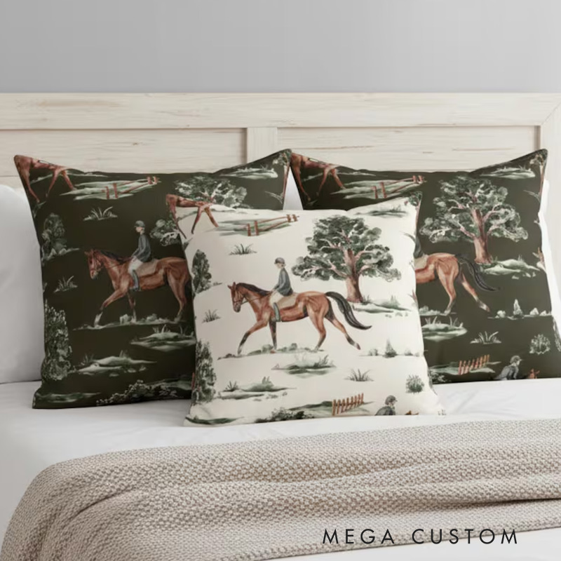 Personalized Horse Lover Gift Rustic Home Accessory Farmhouse Pillows Horse Girl Western Style Country Living Room Decor Equestrian Bedroom Throw Cushion for Riding Lovers Equestrian Lovers