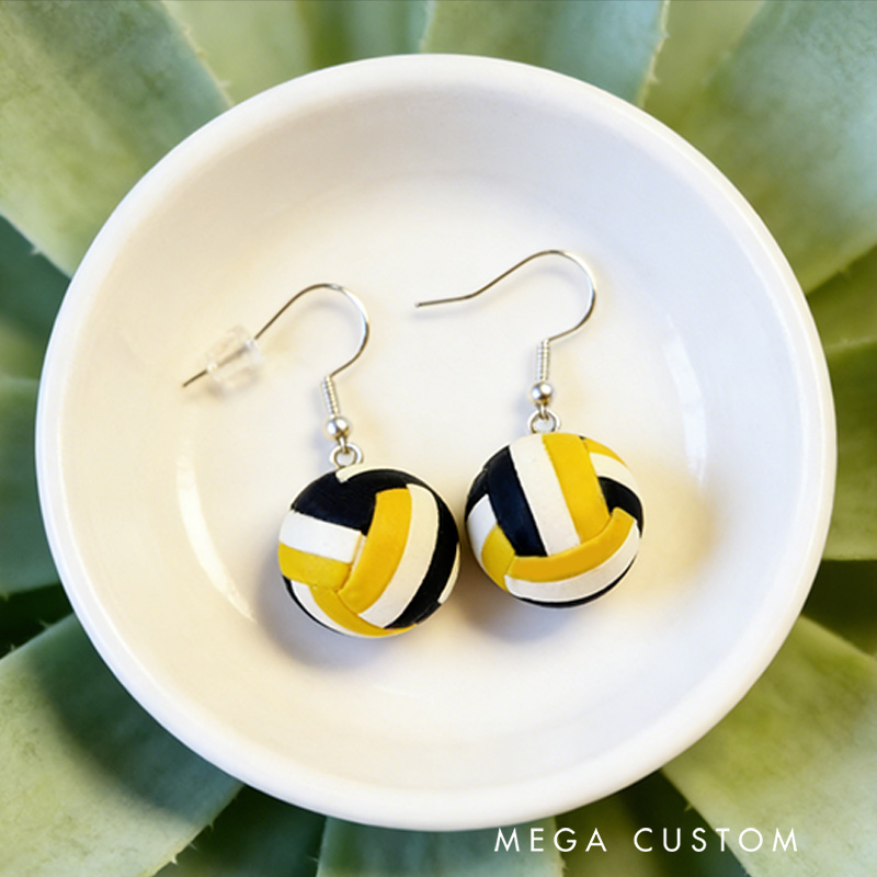 Personalized Volleyball Earrings with Custom Ball Colors For Volleyball Fans