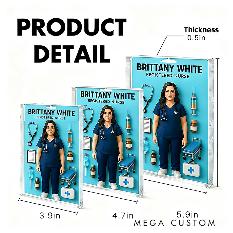 Personalized Nurse Gifts Custom Name and Title Acrylic Plaque Nurse Figure Block Graduation or Appreciation Gift for RN or Medical Staff