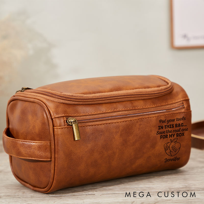 Personalized Cheeky Leather Toiletry Bag for Husband Custom Leather Toiletry Bag Valentine's Gift for Him Boyfriend Gift
