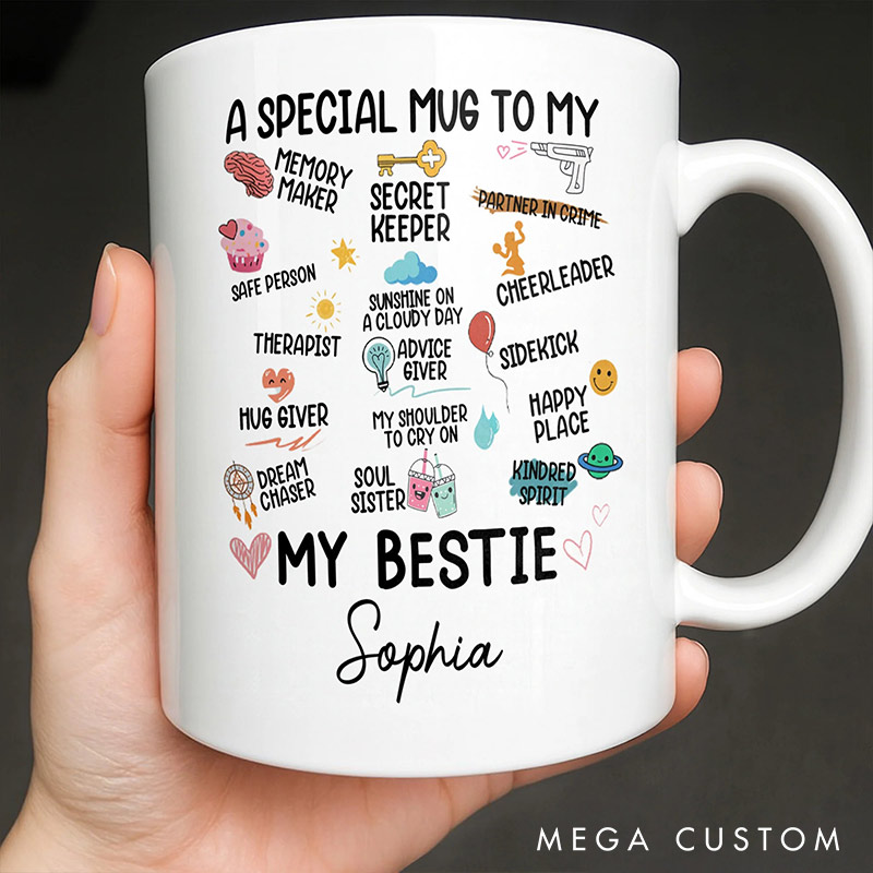 Personalized Sepcial Mug to My Bestie Mug with Name Valentine's Mug Galentine's Day Gift for Friendship Anniversary Mug for Bestie
