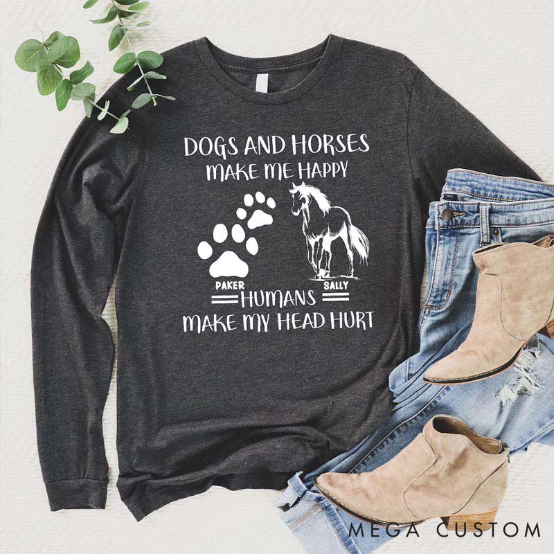 Personalized Pet Lover Country Girl Long Sleeve TShirt Southern Hoodie Horse Hooded Dog Mom Gifts Dogs and Horses Sweatshirt