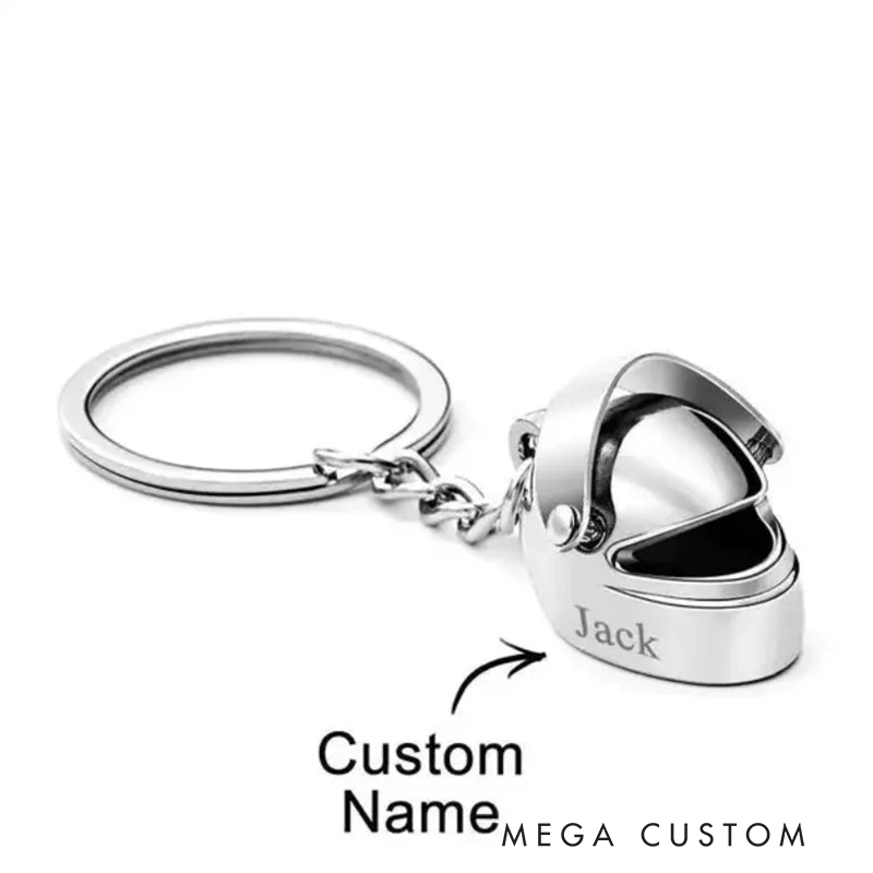 Personalized Motorcycle Helmet Keychain Custom Engraved Stainless Steel Biker Keyring Gift for Riders and Racing Lovers