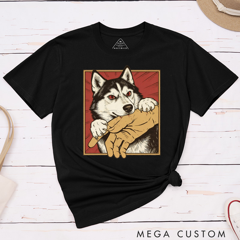 Personalized Pet Lover Vintage Pet Bite Shirt Retro Graphic Tee Horror Pet Shirt Pets Crazy Shirts Cool Graphic Unisex T-Shirt