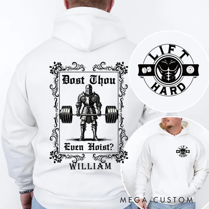 Personalized Fitness Classic Hoodies Gym Sweatshirt Dost Thou Even Hoist Funny Running Hoodie for Fitness Enthusiasts Bodybuilders and Gym Lovers