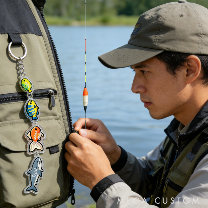 Personalized Big Fish Small Fish Keychain Family Bonding Gift Engraved Keychain Meaningful Present for Mom Dad Kids