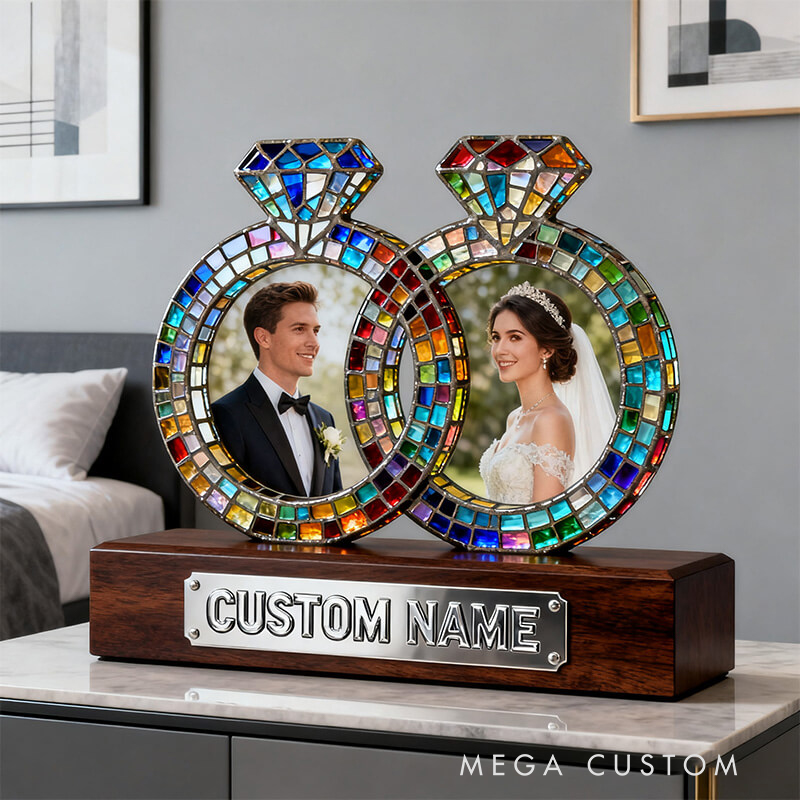 Personalized Painted Glass Diamond Ring Photo Ornament the Perfect Valentine's Day Gift