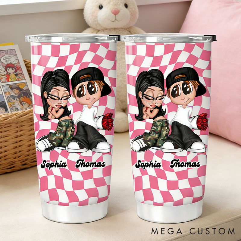 Personalized Cartoon Couple Tumbler Funny y2k Couple Tumbler Gift Couple Valentines Gift for Him Her Anniversary 